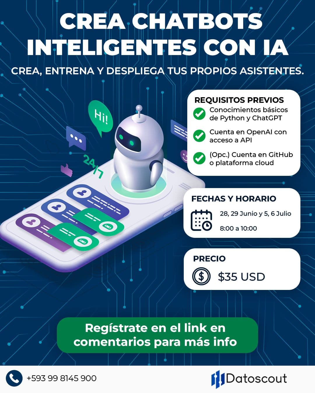 Crea Chatbots Inteligentes con IA — Datoscout